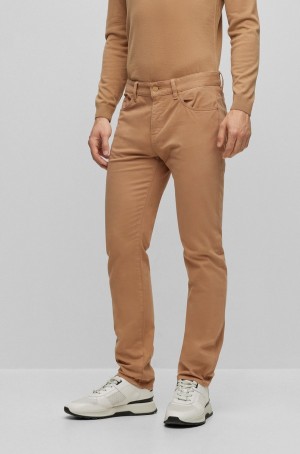 Jeans Hugo Boss Slim-fit In Stretch-denim Gabardine Hombre Naranjas Claro | 24316-GSFL