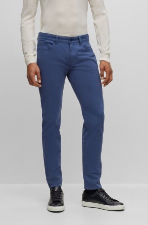 Jeans Hugo Boss Slim-fit In Stretch-denim Gabardine Hombre Azules | 04965-ZTAQ