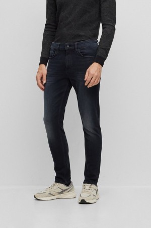 Jeans Hugo Boss Slim-fit In Super-soft Italian Navy Denim Hombre Azules Oscuro | 81429-AYIV