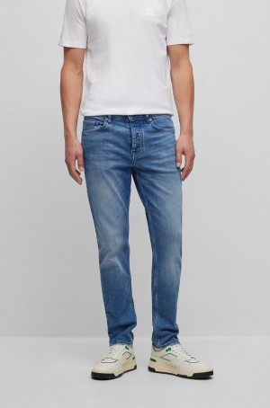 Jeans Hugo Boss Tapered-fit In Blue Comodidad-stretch Denim Hombre Azules | 95176-IXBG