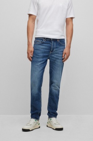 Jeans Hugo Boss Tapered-fit In Blue Comodidad-stretch Denim Hombre Azules | 91765-MPZC