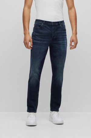 Jeans Hugo Boss Tapered-fit In Blue Comodidad-stretch Denim Hombre Azules Oscuro | 38647-IWEN