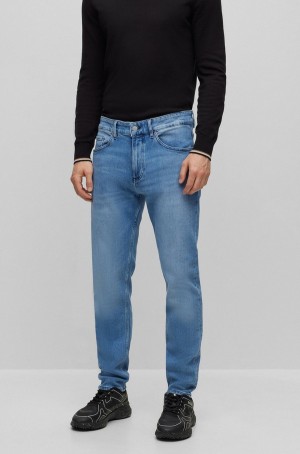 Jeans Hugo Boss Tapered-fit In Bright-blue Comodidad-stretch Denim Hombre Azules | 42890-QIOL