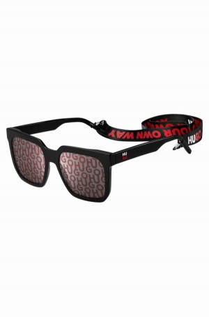Lentes Hugo Boss Black-acetate With Stacked-logo Lenses Hombre Negros | 76912-SNOU