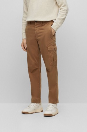 Pantalones Hugo Boss Cargo In Stretch Algodon Hombre Marrom | 45902-MBGV