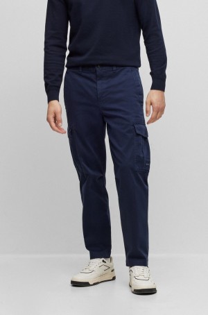 Pantalones Hugo Boss Cargo In Stretch Algodon Hombre Azules Oscuro | 90746-WNYJ