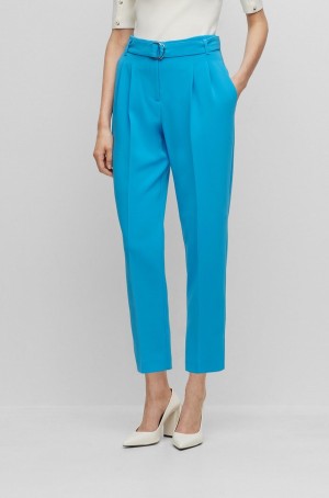 Pantalones Hugo Boss Cropped Regular-fit In Japanese Crepe Mujer Azules | 07143-XCGM