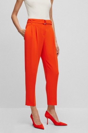 Pantalones Hugo Boss Cropped Regular-fit In Japanese Crepe Mujer Naranjas | 28510-VUGC