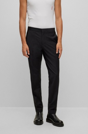 Pantalones Hugo Boss Extra-slim-fit In A Stretch-wool Blend Hombre Negros | 39204-CTMS
