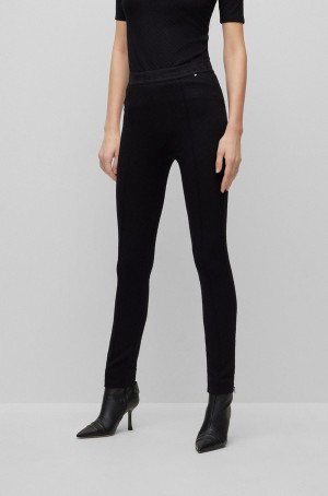Pantalones Hugo Boss Extra-slim-fit In Power-stretch Monogram Jacquard Mujer Negros | 40785-HYEW
