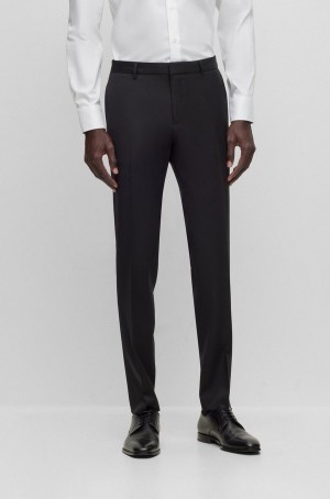 Pantalones Hugo Boss Extra-slim-fit In Virgin-wool Serge Hombre Negros | 93814-DRKP