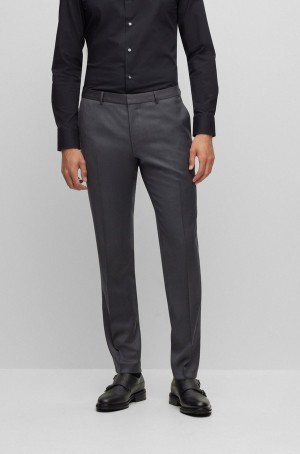 Pantalones Hugo Boss Extra-slim-fit In Virgin-wool Serge Hombre Grises Oscuro | 98063-WFQT