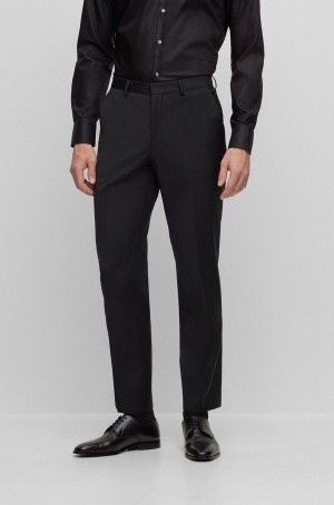 Pantalones Hugo Boss Formal In A Lana Blend Hombre Negros | 29170-XHWI