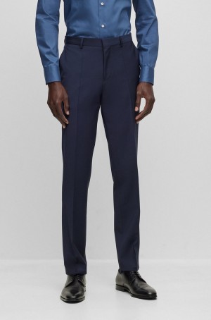 Pantalones Hugo Boss Formal In A Lana Blend Hombre Azules Oscuro | 50981-XPYQ