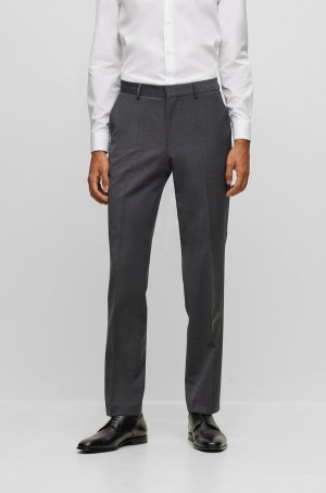 Pantalones Hugo Boss Formal In A Lana Blend Hombre Grises Oscuro | 21895-MJVC