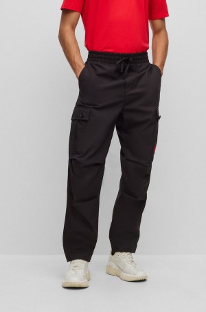 Pantalones Hugo Boss Regular-fit Cargo In Ripstop Algodon Hombre Negros | 85496-WZVE