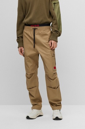 Pantalones Hugo Boss Regular-fit Cargo In Ripstop Algodon Hombre Marrom Claro | 38692-MLWX