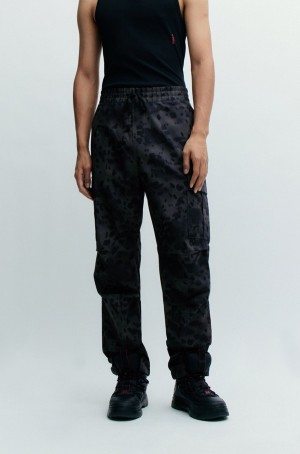 Pantalones Hugo Boss Regular-fit Cargo In Dalmatian-print Algodon Hombre Grises Oscuro | 09475-FDWC