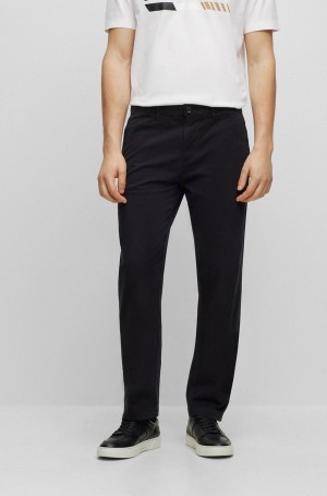 Pantalones Hugo Boss Regular-fit Chinos In Stretch-cotton Gabardine Hombre Negros | 89540-FRVI