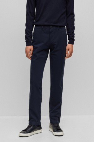 Pantalones Hugo Boss Regular-fit Chinos In Stretch-cotton Gabardine Hombre Azules Oscuro | 68012-GYES