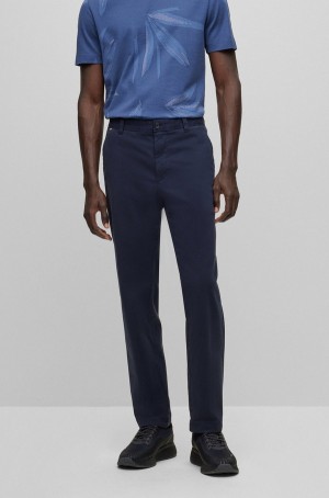 Pantalones Hugo Boss Regular-fit Chinos In Stretch-cotton Twill Hombre Azules Oscuro | 41360-QKPL