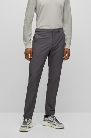 Pantalones Hugo Boss Regular-fit In Agua-repellent Stretch Fabric Hombre Grises Oscuro | 97384-BWKI