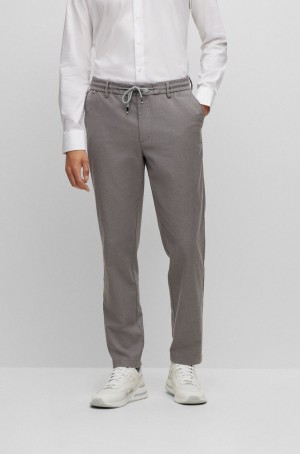 Pantalones Hugo Boss Regular-fit In Anti-wrinkle Algodon-blend Twill Hombre Grises | 90872-NLSG