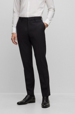 Pantalones Hugo Boss Regular-fit In Stretch Virgin Lana Hombre Negros | 37924-IYOZ