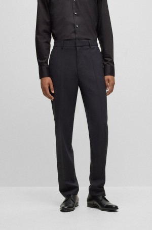 Pantalones Hugo Boss Regular-fit In Stretch Virgin Lana Hombre Grises Oscuro | 82065-SLAG