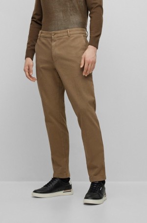 Pantalones Hugo Boss Regular-fit In Two-tone Stretch-cotton Twill Hombre Marrom | 60329-KPSB