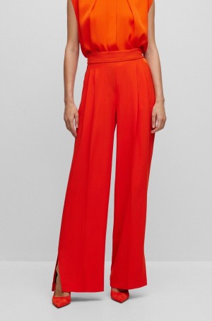 Pantalones Hugo Boss Relaxed-fit High-waisted With Anchos Leg Mujer Rojos | 14026-YQJH