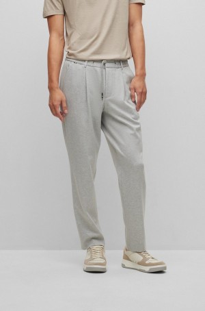 Pantalones Hugo Boss Relaxed-fit In A Rayas Stretch Hombre Plateados | 61038-EZNX
