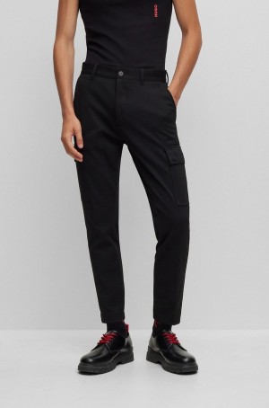 Pantalones Hugo Boss Slim-fit Cargo In Structured Performance-stretch Hombre Negros | 30491-LRQF