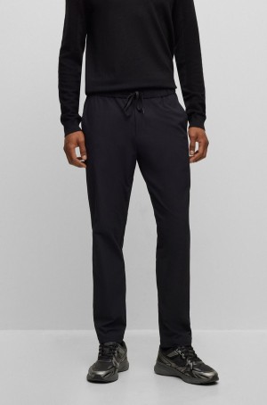 Pantalones Hugo Boss Slim-fit Chinos In Agua-repellent Stretch Fabric Hombre Negros | 73062-ALGP