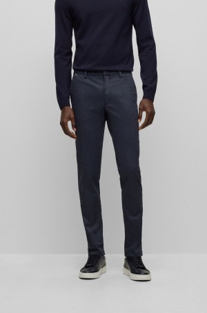 Pantalones Hugo Boss Slim-fit Chinos In A Melange Stretch-cotton Blend Hombre Azules Oscuro | 07621-YNZF