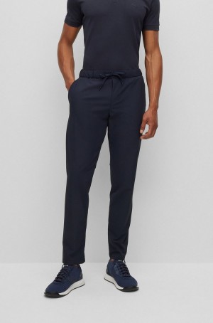 Pantalones Hugo Boss Slim-fit Chinos In Agua-repellent Stretch Fabric Hombre Azules Oscuro | 19023-YTMN