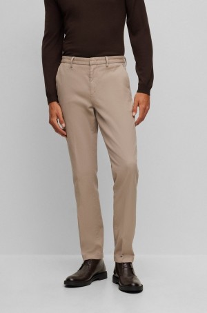 Pantalones Hugo Boss Slim-fit Chinos In A Stretch-cotton Blend Hombre Beige Claro | 12305-VJYL