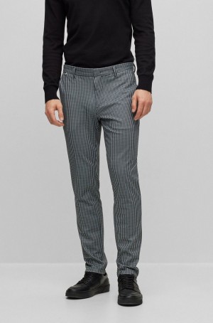 Pantalones Hugo Boss Slim-fit Chinos In Checked Stretch Hombre Grises | 76420-YXJE