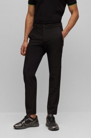Pantalones Hugo Boss Slim-fit Chinos In Easy-iron Four-way Stretch Fabric Hombre Negros | 24590-NKPX