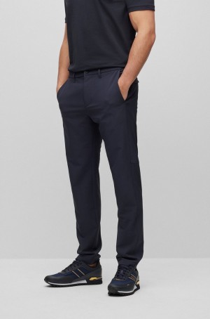 Pantalones Hugo Boss Slim-fit Chinos In Easy-iron Four-way Stretch Fabric Hombre Azules Oscuro | 37152-FHLJ