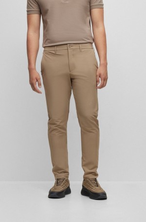 Pantalones Hugo Boss Slim-fit Chinos In Easy-iron Four-way Stretch Fabric Hombre Verdes Claro | 31495-OXBS