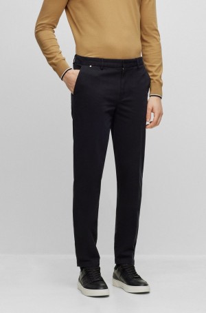 Pantalones Hugo Boss Slim-fit Chinos In Stretch-cotton Gabardine Hombre Negros | 61532-XLCG