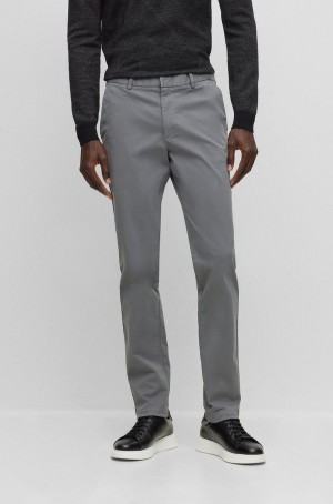 Pantalones Hugo Boss Slim-fit Chinos In Stretch-cotton Gabardine Hombre Grises Oscuro | 02639-DIQW