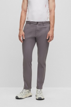 Pantalones Hugo Boss Slim-fit Chinos In Stretch-cotton Gabardine Hombre Grises Oscuro | 42735-CLRG