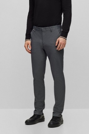Pantalones Hugo Boss Slim-fit Chinos In Two-tone Stretch Algodon Hombre Grises Oscuro | 09245-FOXE