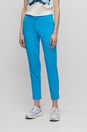 Pantalones Hugo Boss Slim-fit Cropped In Performance-stretch Mujer Turquesa | 38296-GEQF