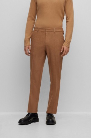 Pantalones Hugo Boss Slim-fit Formal In Stretch Material Hombre Marrom | 93268-OYGU