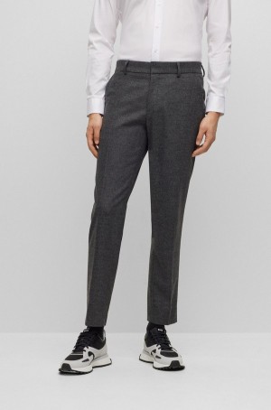 Pantalones Hugo Boss Slim-fit Formal In Stretch Material Hombre Grises Oscuro | 40593-FGYM