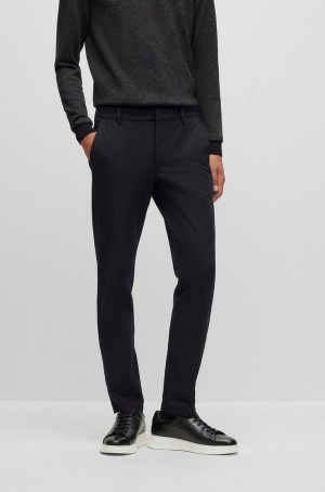 Pantalones Hugo Boss Slim-fit In A Algodon Blend With Stretch Hombre Negros | 83751-TEGA