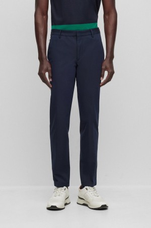 Pantalones Hugo Boss Slim-fit In A Algodon Blend With Stretch Hombre Azules Oscuro | 80241-DUXM